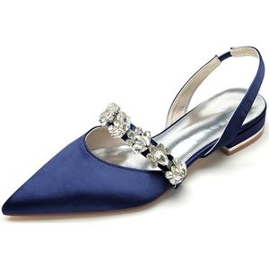 Hanfike Meisjes Womens Bruiloft Flats Slingback Puntschoen Speciale Gelegenheden Schoenen JY291, Donkerblauw, 39 EU