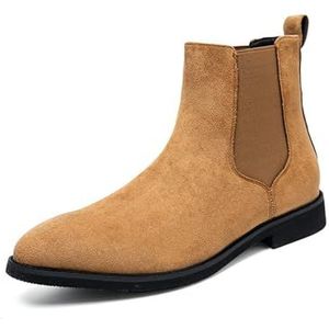 Mens Chelsea Boots Suede Casual Ankle Boots Dress Boots Elastic Slip On Boots For Men Fashion Boots (Color : Yellow, Size : EU 43)