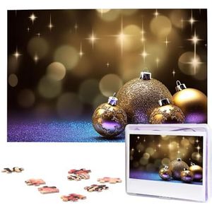 KHiry Puzzels 1000 stuks gepersonaliseerde legpuzzels gouden glitter kerst foto puzzel uitdagende foto puzzel voor volwassenen Personaliz Jigsaw met opbergtas (74,9 cm x 50 cm)