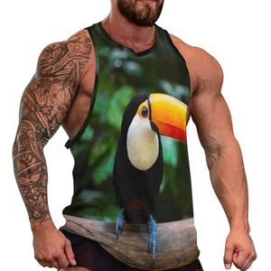 Braziliaanse tropische toekan heren tanktop grafische mouwloze bodybuilding T-shirts casual strand T-shirt grappige sportschool spier