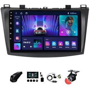 BOJONTN 22,9 cm (9 inch) Android 12 Autoradio 2 DIN voor Mazda 3 BL 2009-2013 met achteruitrijcamera, stuurwielbediening, Bluetooth, GPS, Navi CarPlay, draadloos (grootte: S400 4 64G)