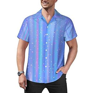 Kleurrijke stippen stof heren casual button-down shirts korte mouw Cubaanse kraag T-shirts tops Hawaiiaanse T-shirt M