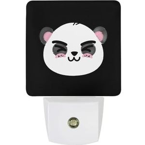 Leuke Panda Beer Gezicht Warm Wit Nachtlampje Plug In Muur Schemering naar Dawn Sensor Lichten Binnenshuis Trappen Hal