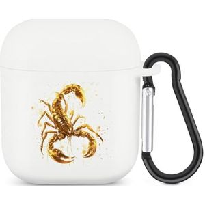 Golden Cool Schorpioen Leuke Case voor AirPods 2&1 Schokbestendige Beschermende Hoofdtelefoon Gevallen Cover Met Sleutelhanger Voor Mannen Vrouwen