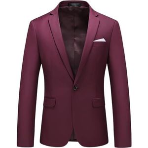 Leader of the Beauty Heren pak blazer slim fit jas prom smoking jas getande revers bruiloft prom smoking, Bordeaux, XS