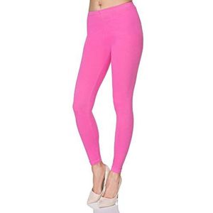 FUTURO FASHION Vrouwen volledige lengte katoenen legging effen zachte broek, plus maten, Baby Roze, 40
