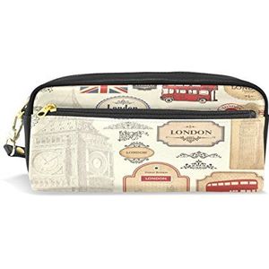 Eslifey Retro Londen Building Draagbare Pouch PU Lederen School Pen Case Stationaire Potlood Zakken Waterdichte Cosmetische Tas Make-up Beauty Case