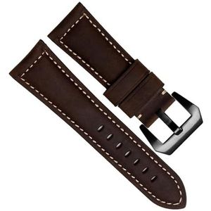 dayeer Echt Rundleer Retro Horloge Band Voor Panerai PAM111 441 Horlogeband Man Polsband 20mm 22mm 24mm (Color : Dark brown black, Size : 20mm)