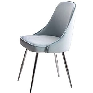 GEIRONV 45×43×80cm Eetkamerstoelen,Fluweel Zilveren Voeten Receptie Chair voor Slaapkamer Balkon Studie Lounge Stoel 1 Stuk Eetstoelen (Color : Light blue, Size : 45x43x80cm)