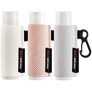 HEYSKAY Lippenbalsem Houder Mouwen Sleutelhanger Chapstick Elastische Mouwen (Lichtbeige/roze/grijs)