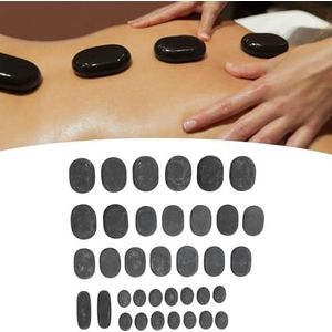 36-delige basalt-hot stone-set, 4 maten, ronde basalt-massagestenen, lichaamsontspanning, hot stone-massageset voor professionele spa thuis, ontspanning, pijnverlichting