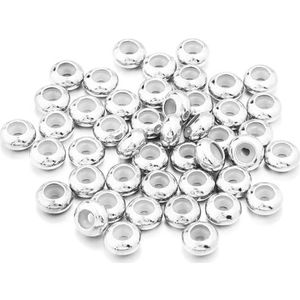 20 stuks/partij 4 5 6 7 8 10mm koperen kralen DIY armband ketting gaten kralen for het maken van sieraden losse spacer kralen met siliconen vriendschap DIY koppels handgemaakte cadeau(Silver,10mm)