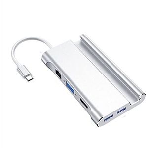 LESANGBAIHUODIAN USB C HUB USB 3.0 Tipo C VGA RJ45 PD HDMI DOCA USB C HUB USB 3.0 TIPO C VGA RJ45 PD HDMI DOCA USB C HUB Converor Para Note (Color : 8 in1)