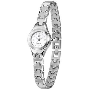 JewelryWe Dameshorloge elegant analoog kwarts polshorloge dames klein eenvoudig casual horloge met gesp horloge met metalen armband roségoud / zilver, Type 1-zilver