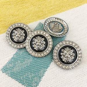 Button， Knopen Naaien Crafts， 10 stuks leeuwenkop ontwerp metalen strass knoppen for jas naaien materiaal naaien accessoires kleding blouse knoppen(Silver,18mm)