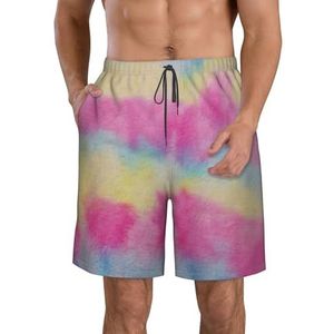 FRGMNT Alpaca Print Sneldrogende Zwemshorts voor heren, strand, korte plank, spa-broek, rekbare sportbroek, surfshort, Regenboog strepen, XXL