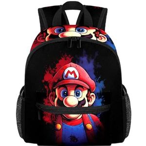 JACHAW Voor Mario bedrukte lichte strandrugzak met verstelbare schouderriem, grote capaciteit voor jongens en meisjes - bagage, wandelen, kleine skistas, Wit