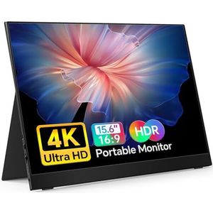 MNN 4K Draagbare Monitor 15.6 Inch 3840x2160 UHD USB-C HDMI Voor Laptop, 100% Adobe RGB IPS Computer Gaming Display HDR Met Speakers & Smart Cover Voor Xbox PS5 Switch PC