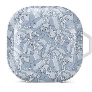 Schets kat oordopjes hoesje compatibel met Samsung hard shell beschermhoes wit stijl