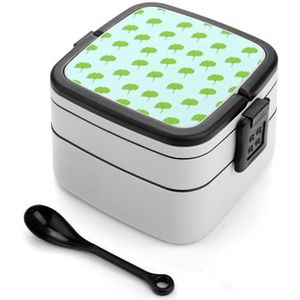 Groene Ginkgo Bladeren 3 Lagen Bento Box Lunch Bag Salade Lunchbox Stapelbare Maaltijd Prep Containers voor Vrouwen Mannen