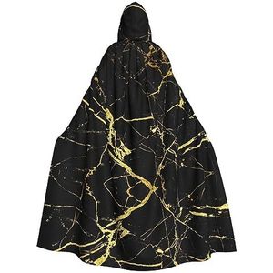 SSIMOO Zwart gouden marmeren betoverende volwassen cape met capuchon voor Halloween en feestkostuums-modieuze damesgewaden, capes