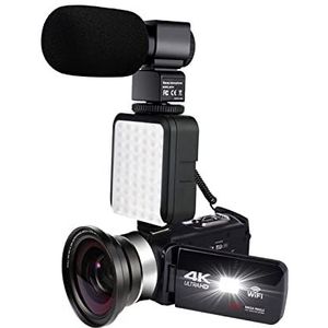 Vlogcamera, 4K videocamera 4 8MP 18X Digitale zoomcamera's for Vlog-opname Vlogging Camera 3.0Inch 270 graden Flip Screen Camcorder(64G SD Card,Pink)