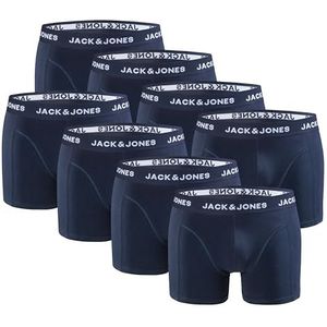 JACK & JONES Boxershorts voor heren, verpakking van 8 stuks, comfortabele katoenen boxershorts voor heren, nauwsluitende onderbroeken voor mannen, elastisch ondergoed voor elke dag, Donkerblauw, S