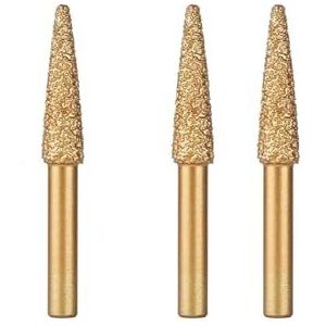 YJRKXG 3 stuks 6 mm diamant slijpkop, 60 mm lang, roterende vijl, ijzeren stalen braam, polijstbit for graveren, polijsten, steen, roterende gereedschappen