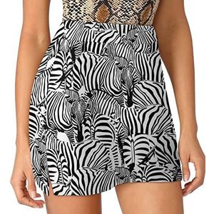 Zebra Patroon Dames Skorts Hoge Taille Tennisrok Gelaagde Korte Mini Rok Culottes Skorts Met Zakken L