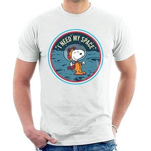 Peanuts Snoopy On The Moon I Need My Space T-shirt voor heren, wit, XXL
