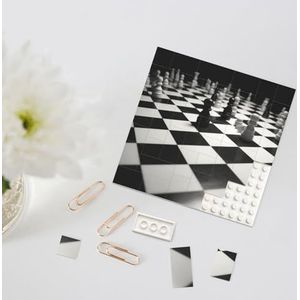 Bouwsteenpuzzel Gepersonaliseerde bouwstenen vierkante puzzels zwart wit schaakbord bouwstenen blok voor volwassenen blokpuzzel voor huisdecoratie 3D baksteenpuzzel bakstenen fotolijst