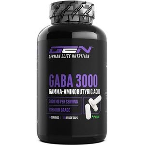 GABA - 180 capsules met 750 mg - Hooggedoseerd met 3000 mg per dagelijkse portie - Gamma 100% Aminoboterzuur - Aminozuur - Veganistisch - German Elite Nutrition