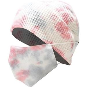 Koudebestendige tie-dye muts en maskerset for mannen en vrouwen - gebreide oorbescherming en gezichtsbedekking(2#Color)