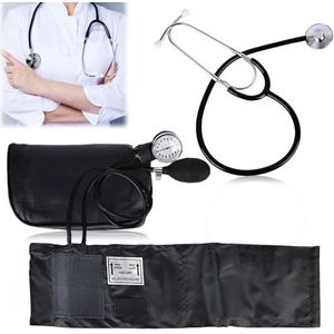 Bloeddrukmeter handmatig: bloeddrukmanchet met stethoscoop en manchet, bloeddrukmanchet handmatig voor thuisreddingsdienst, professionele klassieke Bp Kit met draagtas