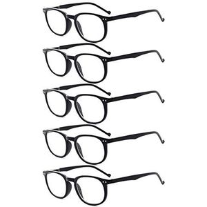 Eyekepper 5 stuks Spring Scharniere 80's Classic Lesebrille zwart + 1,25, zwart