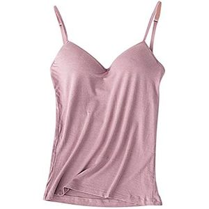 SANGEN Tanktops met beha-pads, haltertop, dames verstelbare bandjes, tanktop, dames, met ingebouwde beha, voor dames en meisjes, zomer