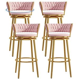 Thuis barkruk draaibare barkruk stoelen met rugleuning en voetsteun, 4 sets toonhoogte kruk voor keuken/eetkamer/thuisbar, fluwelen gestoffeerde zitting (kleur: roze1, maat: 65 cm)