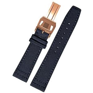 Horlogebandjes voor mannen en vrouwen, horlogeband 20/21/22mm Ademend Zweet Absort Nylon Canvas Horlogeband Vervanging Heren Horlogeband met pingesp of inzetgesp (Color : Blue rosegold 2, Size : 22m