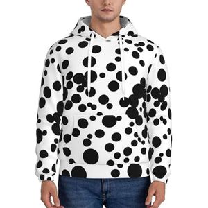Evengigy Zwart-wit Big Dot Print Heren Fleece Hooded Hoodie Met Pocket Outfits Grappige Hooded Sweatshirt Trui, Zwart, XS