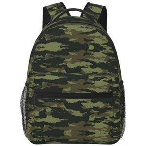 EdWal Camouflage Print Lichtgewicht Casual Rugzak College Schooltas Laptop Dagrugzak, Voor Reizen Zakelijk Werk, Zwart, Eén maat