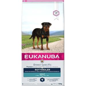 EUKANUBA Breed Specific - droog premium hondenvoer met kip voor volwassen honden optimaal afgestemd op de behoeften van Rottweilers, 12 kg