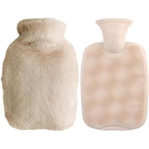 Warmwaterkruik herbruikbare winter warmwaterzak handwarmer PVC stress pijnverlichting therapie handzak warmwaterkruik met zachte fleece hoes warmwaterzak (lichtkoffie)