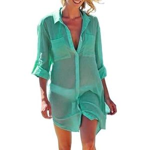 SkyjOy Cover Ups Voor Vrouwen Strandkleding Tunieken Voor Strand Vrouwen Badpak Coverups Vrouw Badmode Strandkleding Strandkleding Mini Jurk Saida De Praia Badpak Cover Ups Voor Vrouwen (GN, M)