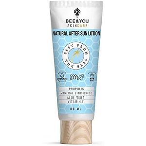 BEE and You After Sun Lotion, Aloe Vera, Propolis Extract, Verkoelend, Minerale Zinkoxide, Vitamine E, 100% Natuurlijke Behandeling voor Verlichting van Zonnebrand, 80ml