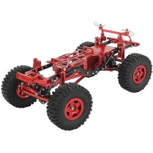 MANGRY 1:24 DIY Upgrade Auto Frame Met Dubbele Voorassen for Axiale 1/24 SCX24 90081 RC Afstandsbediening Speelgoed Auto onderdelen (Color : With Wheels Red)