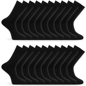 Basic Treasure 20 paar sokken, zacht katoen, zwart, heren en dames, unisex, werk, vrije tijd, sport, zwart, 39/42 EU