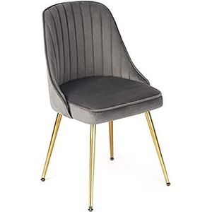 GEIRONV 1 stks moderne zachte fluwelen eetkamerstoel, metalen poten woonkamer stoelen cafe westerse restaurant onderhandelen rugleuning stoelen Eetstoelen (Color : Light gray, Size : 42x42x82cm)