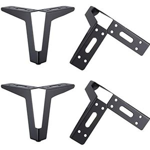 Tafelpoot metalen tafelpoot 4 stuks vervangende meubelvoeten, salontafelvoet kastpoten, metalen ijzeren voeten, for badkamerkast bankkast hardware accessoires meubelpoot(Black,12cm/4.7in)