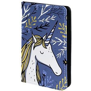 Paspoorthouder, paspoorthoes, paspoortportemonnee, reizen Essentials schattige cartoon dier hipster eenhoorn paard, Meerkleurig, 11.5x16.5cm/4.5x6.5 in