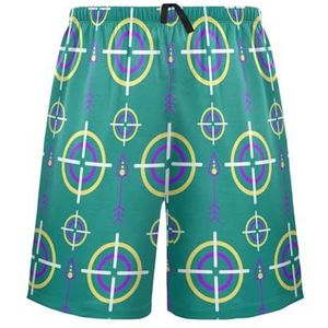 LI ZHI XIN Herenpyjamabroek, korte pyjamabroek, zomer casual shorts, elastische tailleband met trekkoord, rechte losse pasvorm met 2 zakken, S-XXL groen rond patroon, Meerkleurig, S